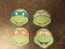 Load image into Gallery viewer, 12 PRECUT Edible Turtles TMNT wafer/rice paper cake/cupcake toppers
