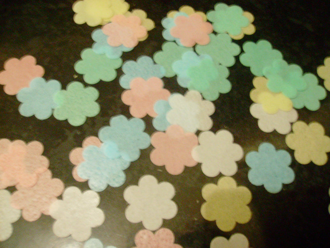 50 Small Precut Edible wafer/rice paper Flowers in various colours cake/cupcake