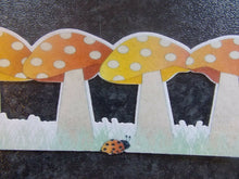 Load image into Gallery viewer, 3 Precut Edible Wafer Paper Mushroom cake ribbon/border cake topper
