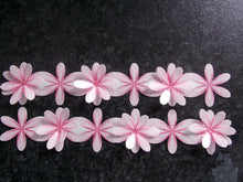 Load image into Gallery viewer, 3 Precut Edible Wafer Paper 3d Pink Daisy flower cake ribbon/border cake topper
