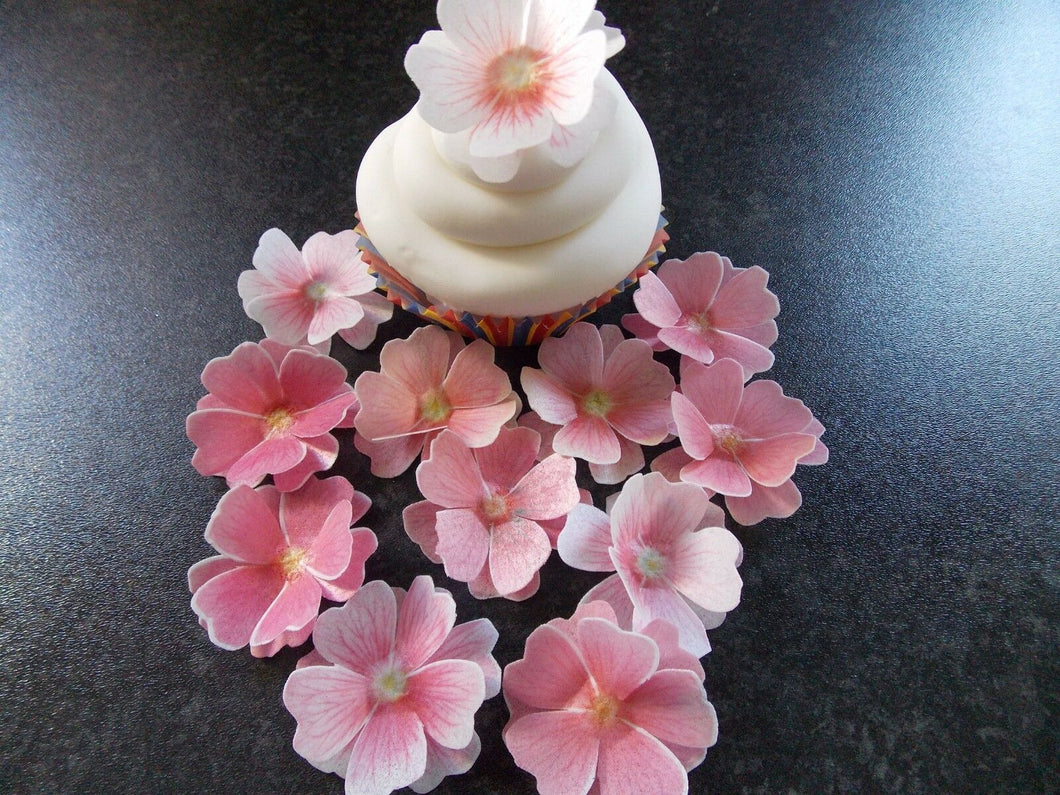 12 x 3D Edible Pink Mix flowers wafer/rice paper cake/cupcake toppers