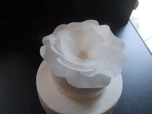 Load image into Gallery viewer, 1 Extra Large edible wafer/rice paper white rose flower cake topper
