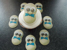 Load image into Gallery viewer, 12 PRECUT Edible Monkey Nuts wafer/rice paper cake/cupcake toppers
