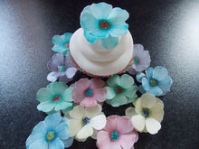 Load image into Gallery viewer, 12 x 3D Edible Pastel Mix flowers wafer/rice paper cake/cupcake toppers
