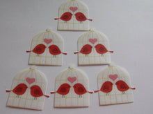 Load image into Gallery viewer, 12 PRECUT edible wafer/rice paper Valentine Bird cage cake/cupcake toppers
