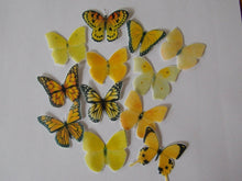 Load image into Gallery viewer, 24 Small Precut Edible Yellow Mix Butterflies for cakes and cupcake toppers
