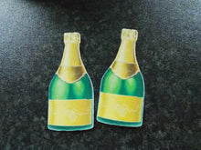 Load image into Gallery viewer, 12 PRECUT Edible Champagne Bottles wafer/rice paper cake/cupcake toppers
