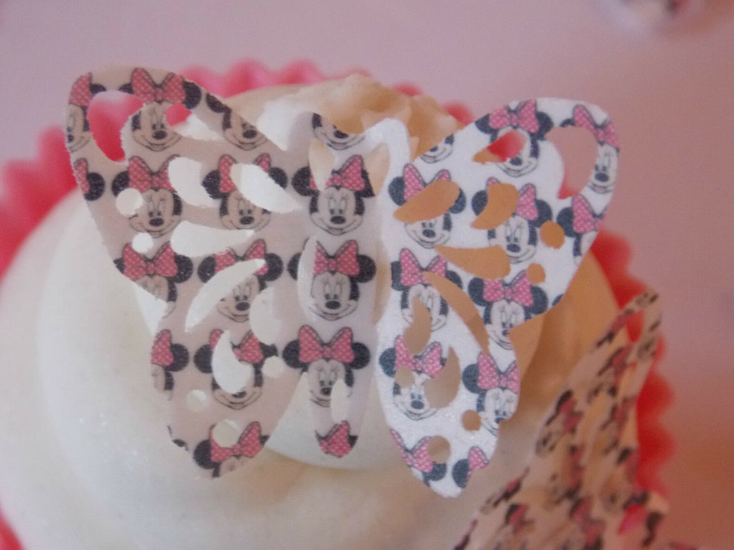 20 Precut Edible Minnie Mouse Butterflies for cakes and cupcake toppers