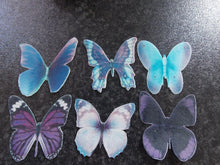 Load image into Gallery viewer, 12 Precut Edible Purple Mix(2) Butterflies for cakes and cupcake toppers
