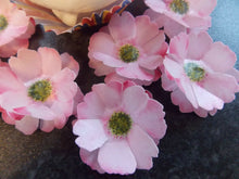 Load image into Gallery viewer, 12 x 3D Edible Pink (b) flowers wafer/rice paper cake/cupcake toppers
