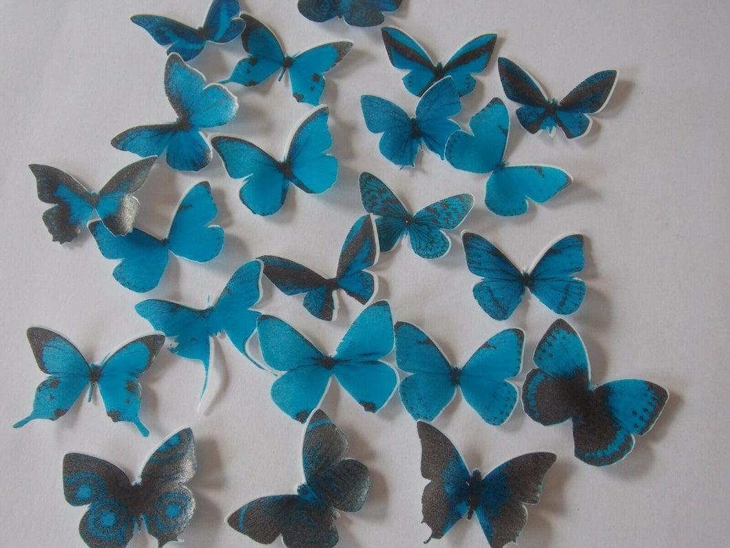 30 **PRECUT** Small Blue Edible Butterflies cake/cupcake/cake pop toppers