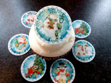 Load image into Gallery viewer, 12 PRECUT Edible Christmas/xmas Discs wafer paper cake/cupcake toppers (8)
