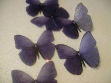 Load image into Gallery viewer, 12 PRECUT Cadbury Purple Butterflies Edible wafer/rice paper cupcake toppers
