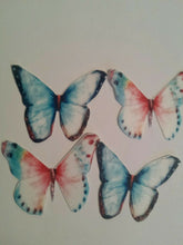 Load image into Gallery viewer, 40 PRECUT pink and blue Edible wafer/rice paper Butterflies cake/cupcake toppers
