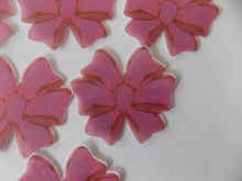 Load image into Gallery viewer, 12 PRECUT Edible Deep Pink Bows wafer/rice paper cake/cupcake toppers
