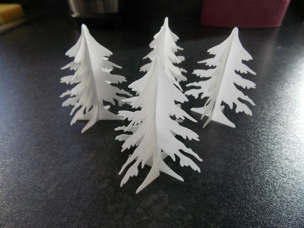 6 PRECUT Edible 3d stand up Christmas/Xmas Tree wafer paper cake/cupcake toppers