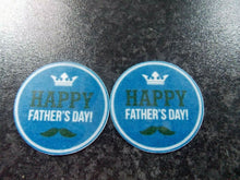 Load image into Gallery viewer, 12 PRECUT Edible Father/Dad Day wafer/rice paper cake/cupcake toppers (5)
