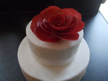 Load image into Gallery viewer, 1 Extra Large edible wafer/rice paper red rose flower cake topper
