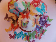 Load image into Gallery viewer, 40 PRECUT Bright Edible wafer/rice paper butterfly cake/cupcake toppers
