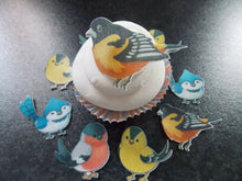 Load image into Gallery viewer, 12 Edible wafer Paper Birds for cake/cupcake toppers
