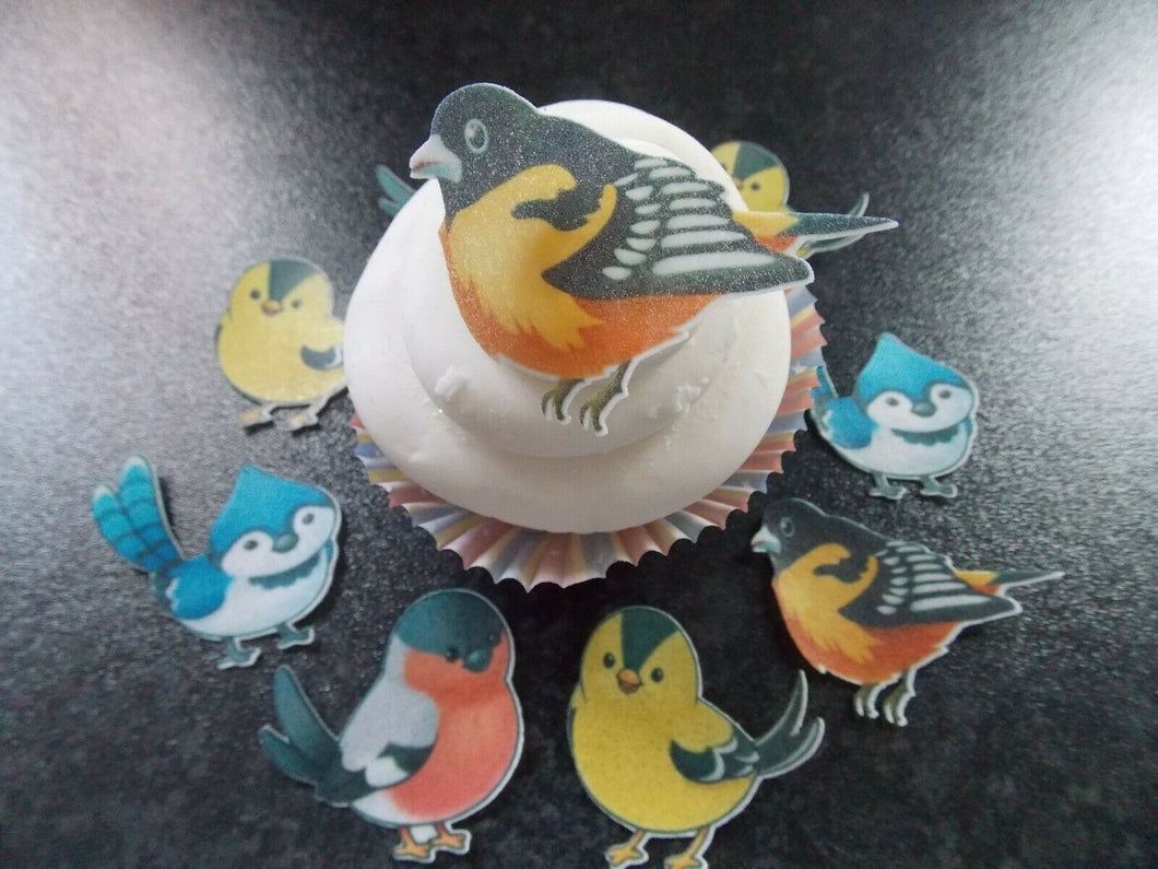 12 Edible wafer Paper Birds for cake/cupcake toppers