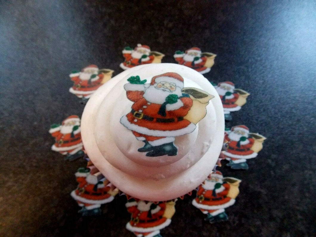 24 PRECUT Edible Christmas/xmas small Santa wafer paper cake/cupcake toppers