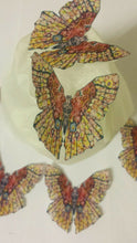 Load image into Gallery viewer, 12 PRECUT pink/yellow Edible wafer/rice paper Butterflies cake/cupcake toppers
