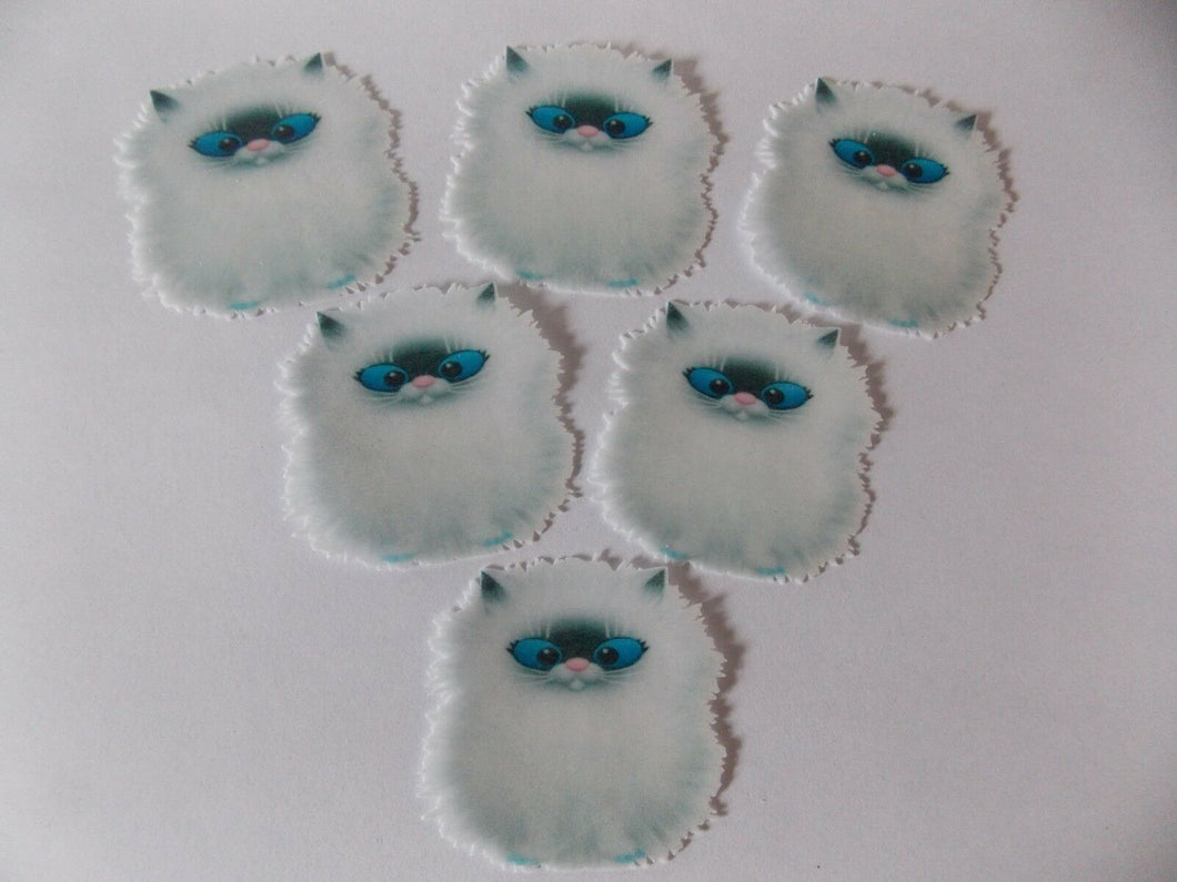 12 PRECUT  Edible Fluffy Fat Cat wafer/rice paper cake/cupcake toppers