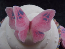 Load image into Gallery viewer, 12 PRECUT Double Pink/Lilac Edible wafer paper Butterflies cake/cupcake toppers
