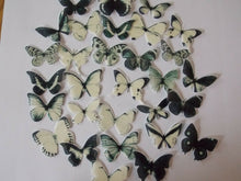 Load image into Gallery viewer, 30 **PRECUT** Small Cream&amp;Black Edible Butterflies cake/cupcake/cake pop toppers
