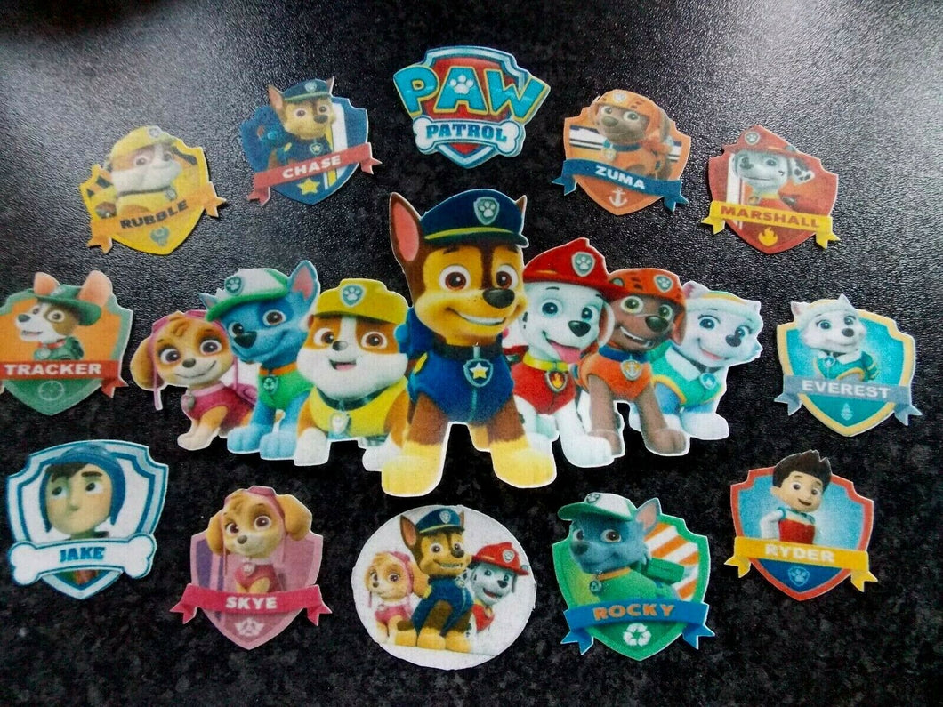 Large Edible precut Paw Patrol cake and cupcake toppers