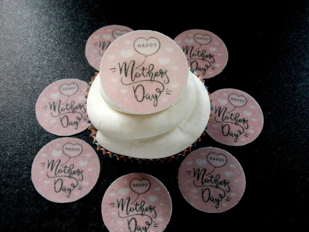 12 PRECUT edible wafer/rice paper Mothers Day Disc cake/cupcake toppers (5)