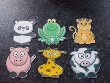 Load image into Gallery viewer, 12 PRECUT edible wafer/rice paper Animals cake/cupcake toppers
