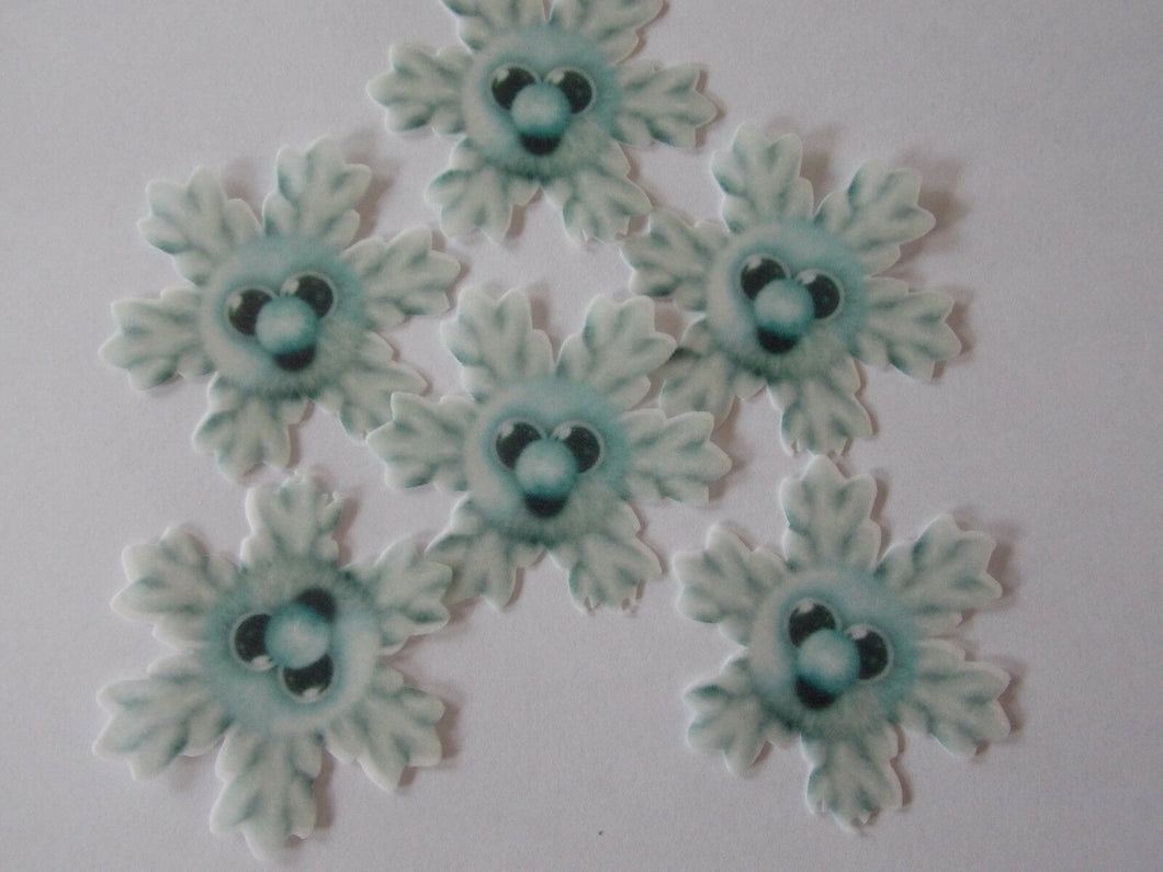 12 PRECUT Edible Happy Snowflakes wafer/rice paper cake/cupcake toppers
