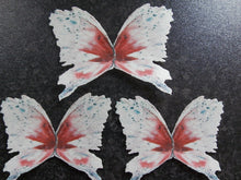 Load image into Gallery viewer, 8 Precut edible Large White and Red Butterflies Wedding,Birthday cake topper
