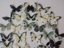 Load image into Gallery viewer, 30 **PRECUT** Small Cream&amp;Black Edible Butterflies cake/cupcake/cake pop toppers
