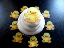 Load image into Gallery viewer, 24 small Precut Edible Easter Chicken wafer/rice paper cupcake/cake toppers

