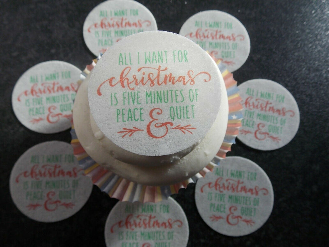 12 PRECUT Edible Christmas/xmas discs wafer/rice paper cake/cupcake toppers (4)