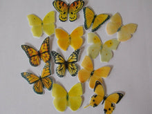 Load image into Gallery viewer, 24 Small Precut Edible Yellow Mix Butterflies for cakes and cupcake toppers

