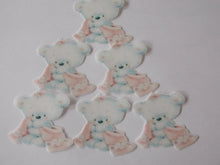 Load image into Gallery viewer, 12 PRECUT  Edible Baby Girl Teddy Bears wafer/rice paper cake/cupcake toppers
