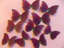 Load image into Gallery viewer, 36 PRECUT Edible Deep Pink/Green Butterflies cake/cupcake toppers

