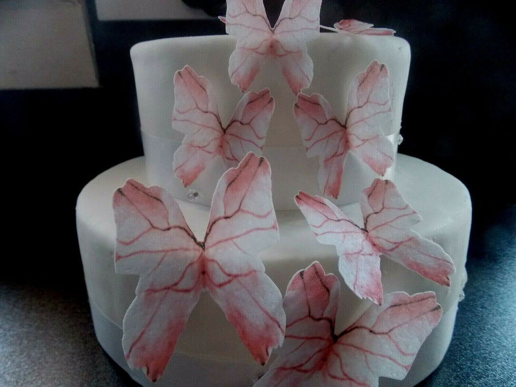 22 PRECUT Pink Edible wafer paper Butterflies cake/cupcake toppers (1)