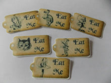 Load image into Gallery viewer, 12 PRECUT Edible Alice Eat Me Labels wafer/rice paper cake/cupcake toppers
