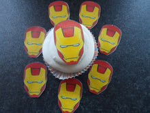 Load image into Gallery viewer, Large Edible precut Iron Man cake and cupcake toppers
