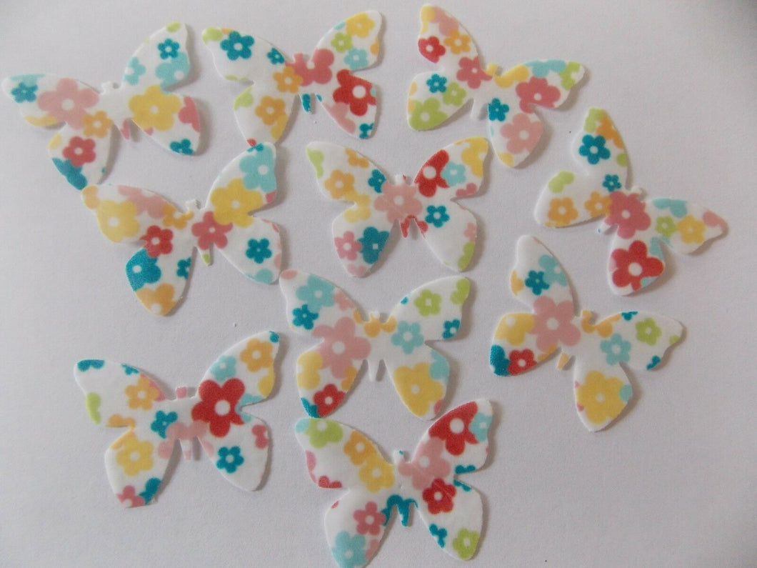 20 PRECUT Edible White Flower wafer paper Butterflies cake/cupcake toppers