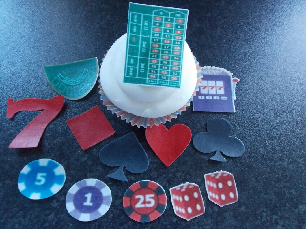 12 PRECUT Edible Casino Set wafer/rice paper cake/cupcake toppers