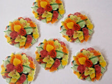 Load image into Gallery viewer, 12 PRECUT Edible Flower Bouquet wafer/rice paper cake/cupcake toppers
