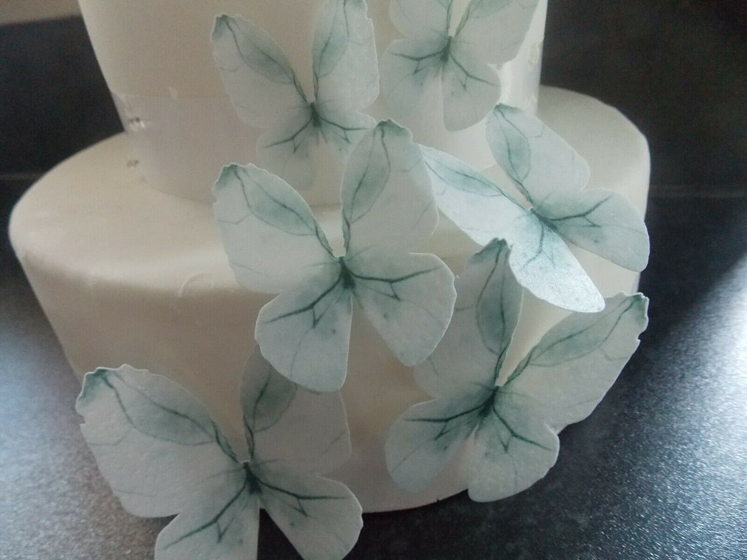 22 PRECUT Grey/Silver Edible wafer paper Butterflies cake/cupcake toppers (3)