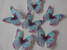 Load image into Gallery viewer, 12 PRECUT Edible Purple/Blue Butterfly wafer/rice paper cake/cupcake toppers(a)
