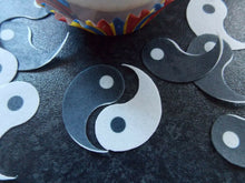 Load image into Gallery viewer, 24 PRECUT Edible Yin Yang wafer/rice paper cake/cupcake toppers
